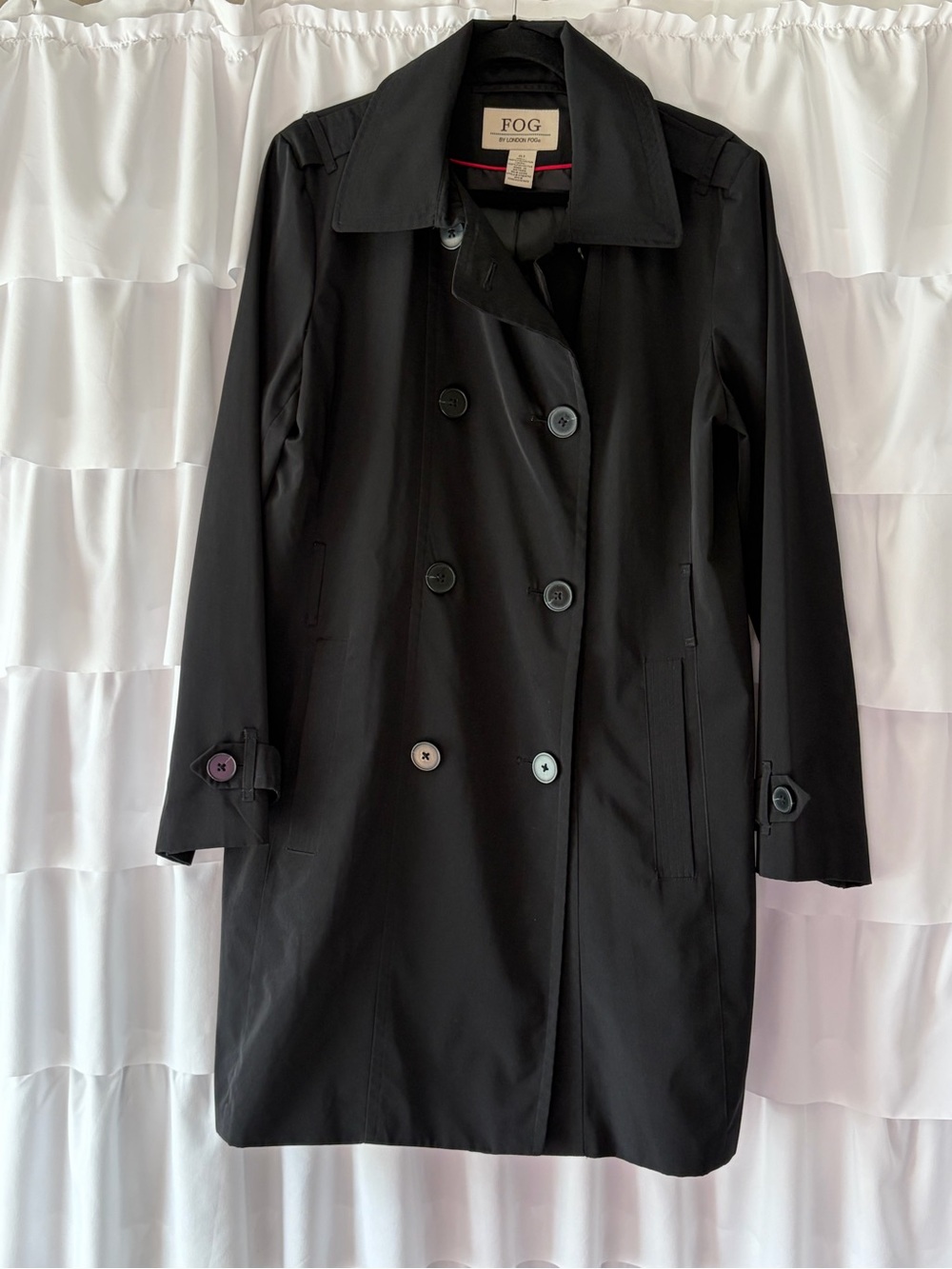 London Fog Black Double-Breasted Trench Coat
